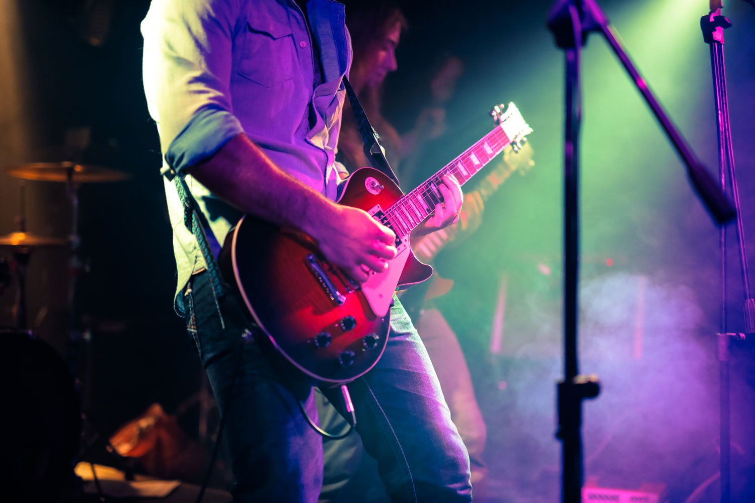 Events - Band playing on stage with a close up of band member playing guitar