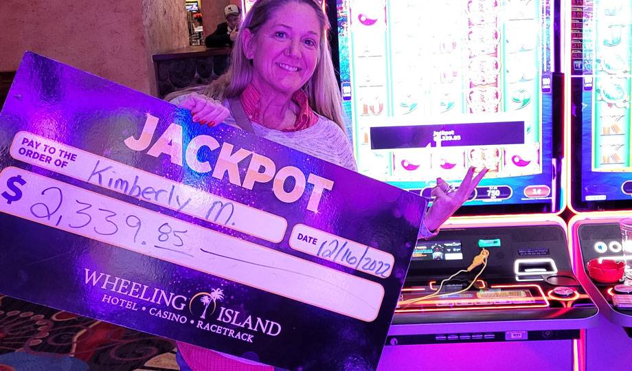 Jackpot winner, Kimberly, won $2,339.85 at Wheeling Island